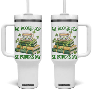All Booked For St Patricks Day Tumbler With Handle Gift For Book Lovers TS12 One Size: 40 oz White Print Your Wear