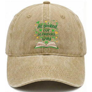 All Booked For St Patricks Day Washed Cotton Baseball Cap Irish Bookworm Gift TS12 Print Your Wear