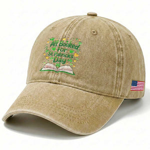 All Booked For St Patricks Day Washed Cotton Baseball Cap Irish Bookworm Gift TS12 Print Your Wear