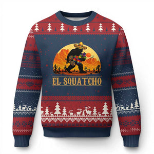Funny El Squatcho Cinco De Mayo Fiesta Gift Ugly Christmas Sweater TS12 Navy Red Print Your Wear