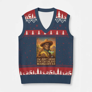 Funny El Squatcho Cinco De Mayo V-Neck Knit Sweater Vest Just Here For Tacos And Margaritas TS12 Navy Red Print Your Wear