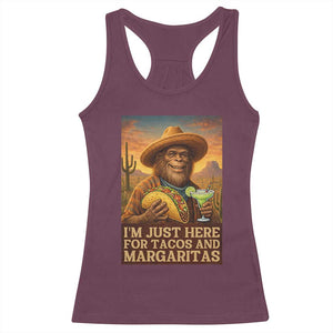 Funny El Squatcho Cinco De Mayo Racerback Tank Top Just Here For Tacos And Margaritas TS12 Maroon Print Your Wear