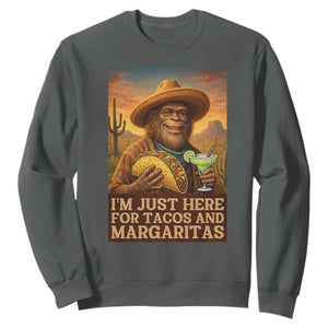 Funny El Squatcho Cinco De Mayo Sweatshirt Just Here For Tacos And Margaritas TS12 Dark Heather Print Your Wear