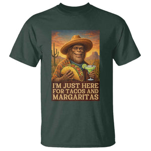 Funny El Squatcho Cinco De Mayo T Shirt Just Here For Tacos And Margaritas TS12 Dark Forest Green Print Your Wear