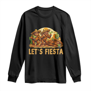 Funny Drunk Bigfoot Cinco De Mayo Long Sleeve Shirt Lets Fiesta Party Gift TS12 Black Print Your Wear