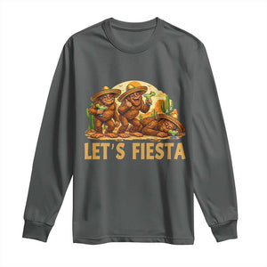 Funny Drunk Bigfoot Cinco De Mayo Long Sleeve Shirt Lets Fiesta Party Gift TS12 Dark Heather Print Your Wear