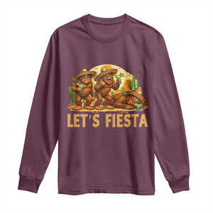 Funny Drunk Bigfoot Cinco De Mayo Long Sleeve Shirt Lets Fiesta Party Gift TS12 Maroon Print Your Wear