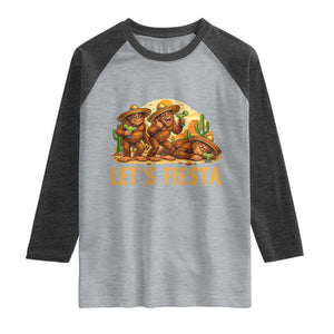 Funny Drunk Bigfoot Cinco De Mayo Raglan Shirt Lets Fiesta Party Gift TS12 Heather Gray Heather Charcoal Print Your Wear