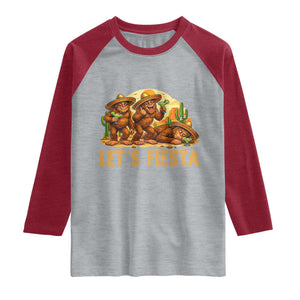 Funny Drunk Bigfoot Cinco De Mayo Raglan Shirt Lets Fiesta Party Gift TS12 Heather Gray Heather Red Print Your Wear