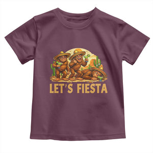 Funny Drunk Bigfoot Cinco De Mayo Toddler T Shirt Lets Fiesta Party Gift TS12 Maroon Print Your Wear