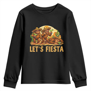 Funny Drunk Bigfoot Cinco De Mayo Youth Sweatshirt Lets Fiesta Party Gift TS12 Black Print Your Wear