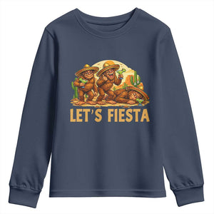 Funny Drunk Bigfoot Cinco De Mayo Youth Sweatshirt Lets Fiesta Party Gift TS12 Navy Print Your Wear