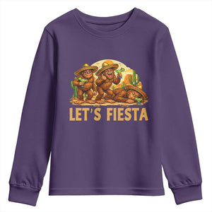 Funny Drunk Bigfoot Cinco De Mayo Youth Sweatshirt Lets Fiesta Party Gift TS12 Purple Print Your Wear
