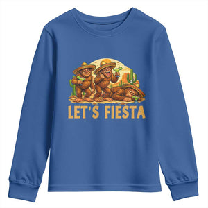 Funny Drunk Bigfoot Cinco De Mayo Youth Sweatshirt Lets Fiesta Party Gift TS12 Royal Blue Print Your Wear