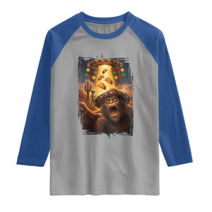 Funny Bigfoot Alien Selfie Raglan Shirt Cinco De Mayo Party Gift TS12 Sport Gray Royal Print Your Wear