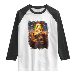 Funny Bigfoot Alien Selfie Raglan Shirt Cinco De Mayo Party Gift TS12 White Black Print Your Wear