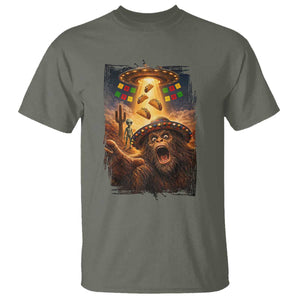 Funny Bigfoot Alien Selfie T Shirt Cinco De Mayo Party Gift TS12 Military Green Print Your Wear