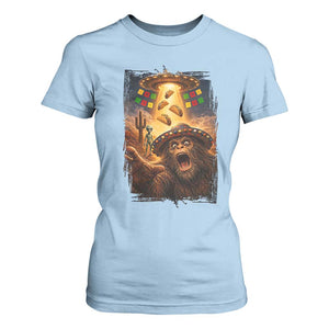 Funny Bigfoot Alien Selfie T Shirt For Women Cinco De Mayo Party Gift TS12 Light Blue Print Your Wear