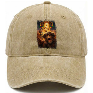 Funny Bigfoot Alien Selfie Washed Cotton Baseball Cap Cinco De Mayo Party Gift TS12 Print Your Wear