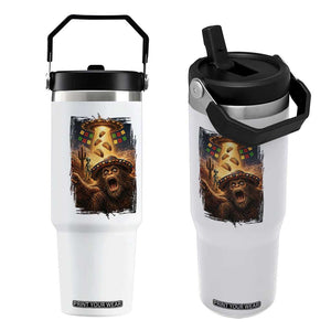 Funny Bigfoot Alien Selfie Flip Straw Tumbler Cinco De Mayo Party Gift TS12 One Size: 30 oz White Print Your Wear