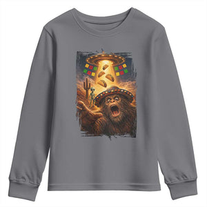 Funny Bigfoot Alien Selfie Youth Sweatshirt Cinco De Mayo Party Gift TS12 Charcoal Print Your Wear
