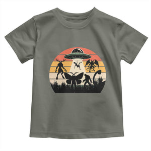 Retro Sunset Cryptid Squad Toddler T Shirt Cryptid Lover Gift TS12 Military Green Print Your Wear