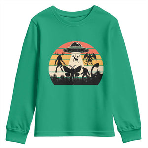 Retro Sunset Cryptid Squad Youth Sweatshirt Cryptid Lover Gift TS12 Irish Green Print Your Wear