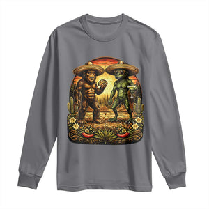 Funny Bigfoot Chupacabra Cinco De Mayo Long Sleeve Shirt Cryptid Lover Gift TS12 Charcoal Print Your Wear