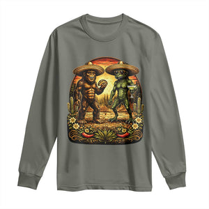 Funny Bigfoot Chupacabra Cinco De Mayo Long Sleeve Shirt Cryptid Lover Gift TS12 Military Green Print Your Wear