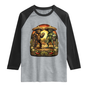 Funny Bigfoot Chupacabra Cinco De Mayo Raglan Shirt Cryptid Lover Gift TS12 Heather Gray Black Print Your Wear