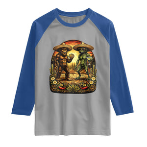 Funny Bigfoot Chupacabra Cinco De Mayo Raglan Shirt Cryptid Lover Gift TS12 Sport Gray Royal Print Your Wear
