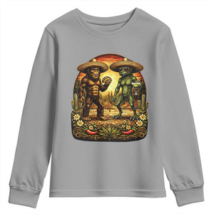 Funny Bigfoot Chupacabra Cinco De Mayo Youth Sweatshirt Cryptid Lover Gift TS12 Sport Gray Print Your Wear