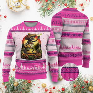 Funny Chupacabra Goat Taco Lover Ugly Christmas Sweater Cinco De Mayo Party Gift TS12 Hot Pink Print Your Wear