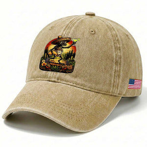 Funny Chupacabra Goat Taco Lover Washed Cotton Baseball Cap - Cinco De Mayo Party Gift TS12 Print Your Wear