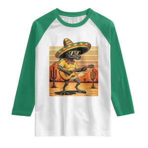 Funny Cinco De Mayo Chupacabra Raglan Shirt Guitar Fiesta Gift TS12 White Kelly Green Print Your Wear