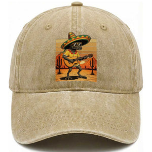 Funny Cinco De Mayo Chupacabra Washed Cotton Baseball Cap Guitar Fiesta Gift TS12 Print Your Wear