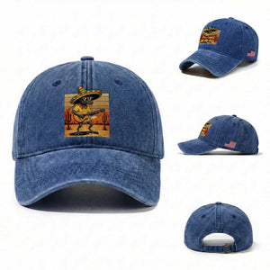 Funny Cinco De Mayo Chupacabra Washed Cotton Baseball Cap Guitar Fiesta Gift TS12 Washed Cap Universal Fit Royal Blue Print Your Wear