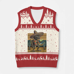 Funny Chupacabra Fiesta V-Neck Knit Sweater Vest Cinco De Mayo Gift TS12 Beige Red Print Your Wear