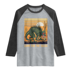 Funny Chupacabra Taco Lover Raglan Shirt Came For The Tacos TS12 Heather Gray Heather Charcoal Print Your Wear