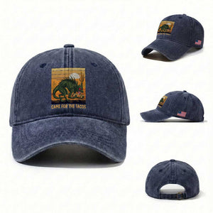 Funny Chupacabra Taco Lover Washed Cotton Baseball Cap Came For The Tacos TS12 Washed Cap Universal Fit Navy Print Your Wear