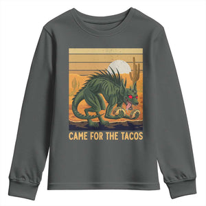 Funny Chupacabra Taco Lover Youth Sweatshirt Came For The Tacos TS12 Dark Heather Print Your Wear