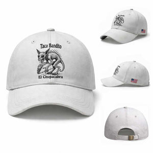 Funny Chupacabra Taco Bandito Baseball Cap Gift For Mexican Food Fan TS12 Baseball Cap Universal Fit White Print Your Wear
