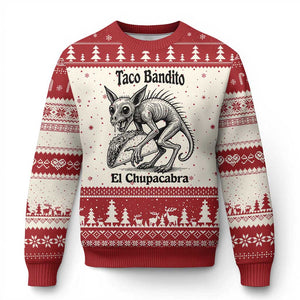 Funny Chupacabra Taco Bandito Ugly Christmas Sweater Gift For Mexican Food Fan TS12 Beige Red Print Your Wear