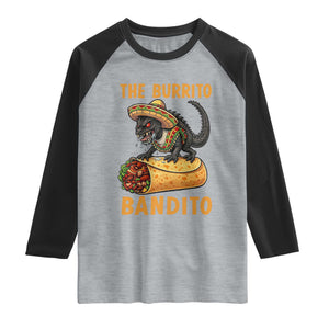 Funny Cinco De Mayo Chupacabra Raglan Shirt The Burrito Bandito TS12 Heather Gray Black Print Your Wear