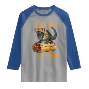 Funny Cinco De Mayo Chupacabra Raglan Shirt The Burrito Bandito TS12 Sport Gray Royal Print Your Wear