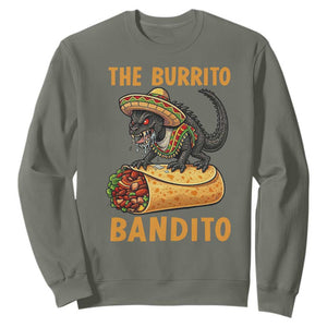 Funny Cinco De Mayo Chupacabra Sweatshirt The Burrito Bandito TS12 Military Green Print Your Wear
