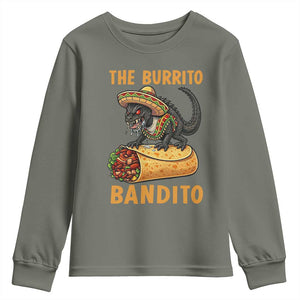 Funny Cinco De Mayo Chupacabra Youth Sweatshirt The Burrito Bandito TS12 Military Green Print Your Wear