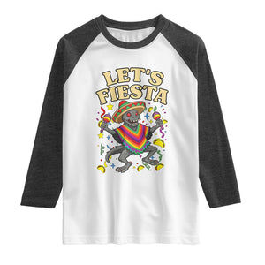 Funny Chupacabra Lets Fiesta Raglan Shirt Cinco De Mayo Gift TS12 White Heather Charcoal Print Your Wear