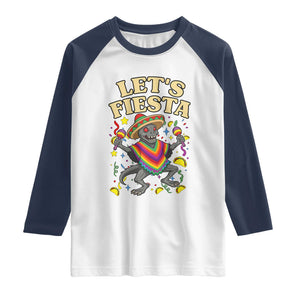 Funny Chupacabra Lets Fiesta Raglan Shirt Cinco De Mayo Gift TS12 White Navy Print Your Wear