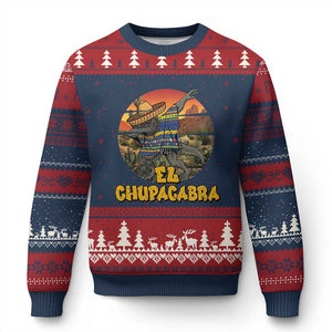 Funny Cinco De Mayo Cryptid Lover Gift Ugly Christmas Sweater El Squatcho Dabbing TS12 Navy Red Print Your Wear